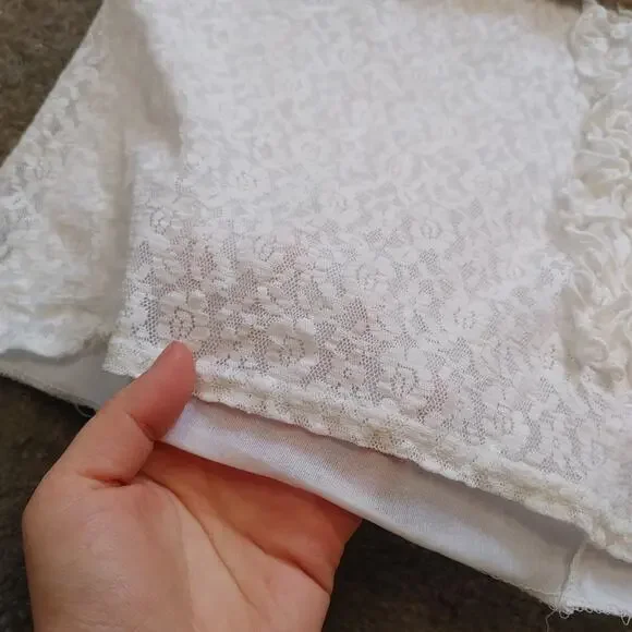 Notations Clothing Co White Lace Frill Size Small 19 Pit Summer Sheer Kawaii - Picture 6 of 7